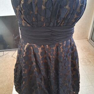 Chic Strapless Black and Brown Dress